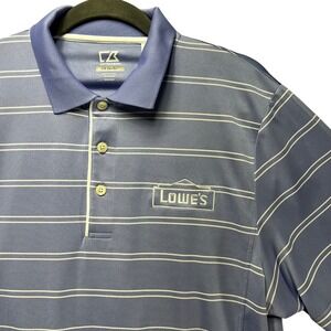 Cutter & Buck Polo Shirt CB DryTec Mens Medium Blue Striped Lowe's Preppy